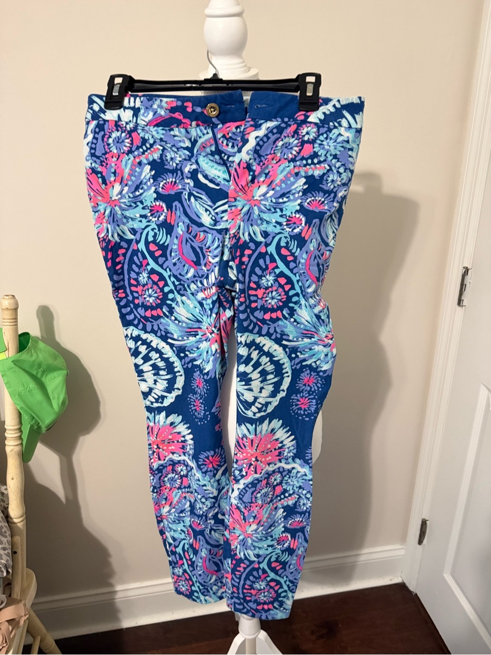 Lilly Pulitzer Women Pants Sz 8 Blue Gypsea Girl Keliani Stretch Pant